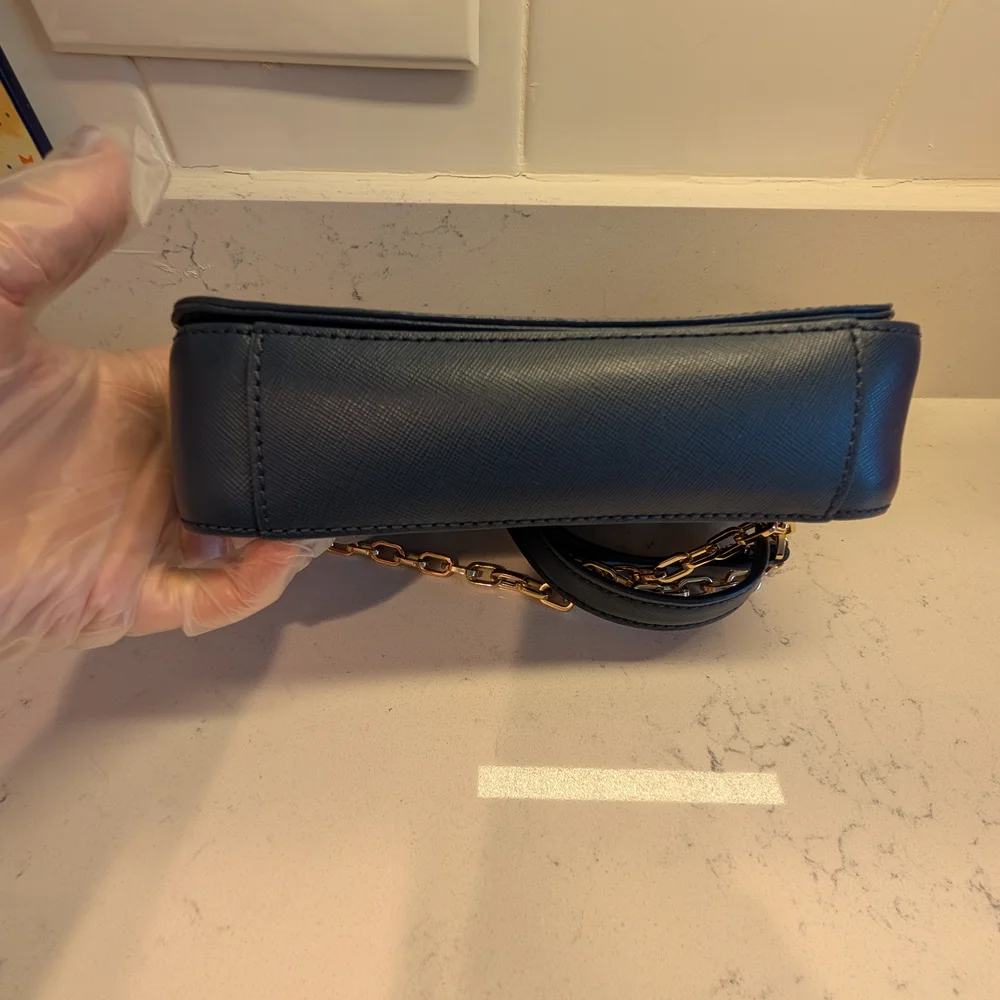 Tory Burch Blue and Purple Robinson Patchwork Chain Crossbody Bag